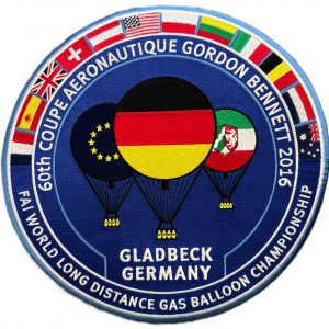 Bügelaufnäher Gordon Bennett 2016 - Original Rückenaufnäher der 65. Coupe Aéronautique Gladbeck